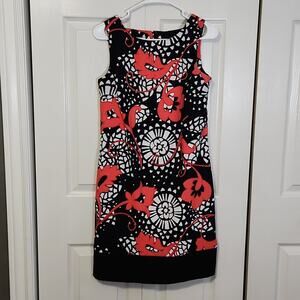 ALYX Limited Sleeveless Geometric Floral Black White & Red Shift Dress Size 6